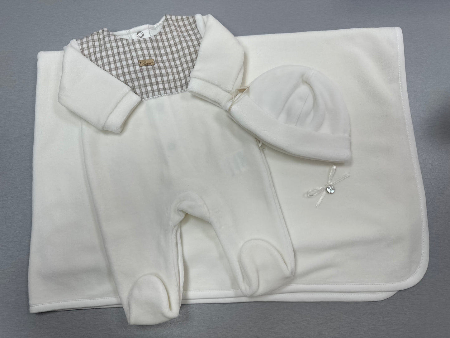 Boys Ivory Velour Take me home set