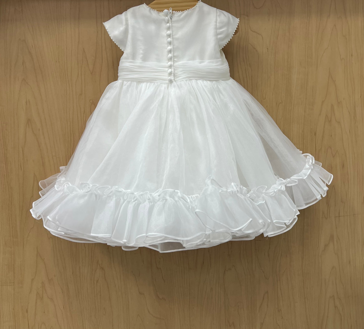 Sarah Louise Short Ruffles Christening Dress back