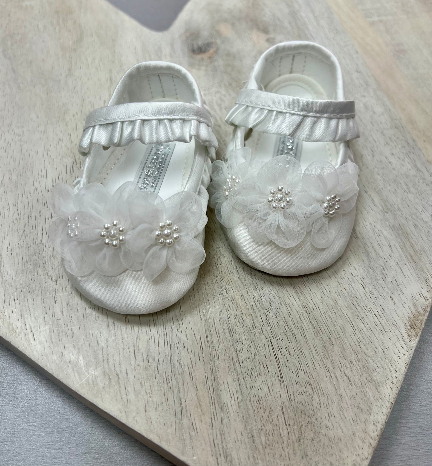 Sarah Louise shantung christening shoes for girls