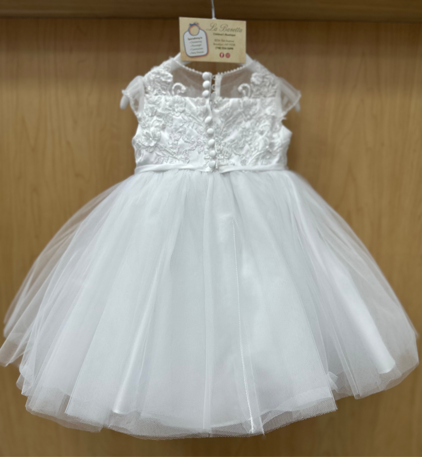 Sarah Louise white short Christian Baptism dress | La Bavetta | Brooklyn shopping