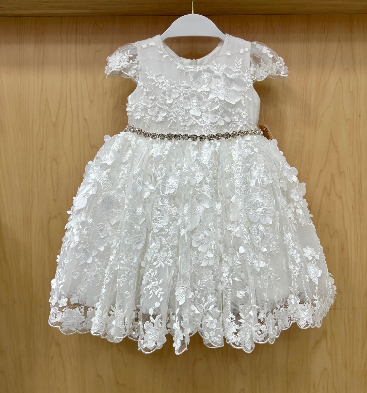 Teter Warm 3D flower short christening dress