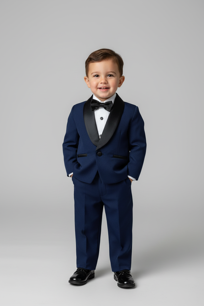 Little Gentleman 4-Piece Navy Tuxedo Set | Boys Formal Suit
