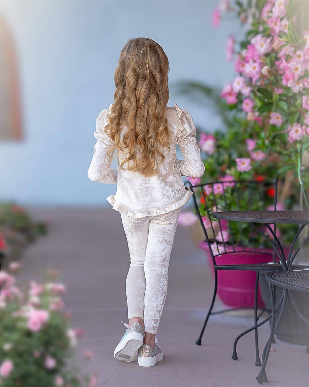 Cream Velour Lounge Set: