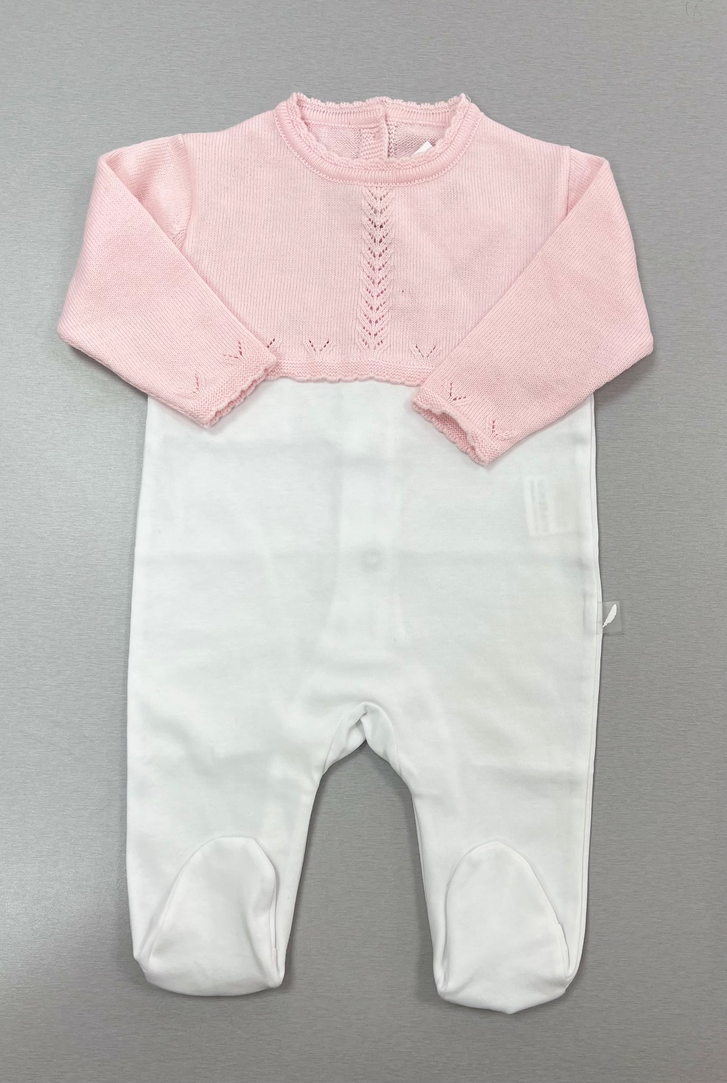 PV21 06 100-3 pink & white baby girls one pc romper