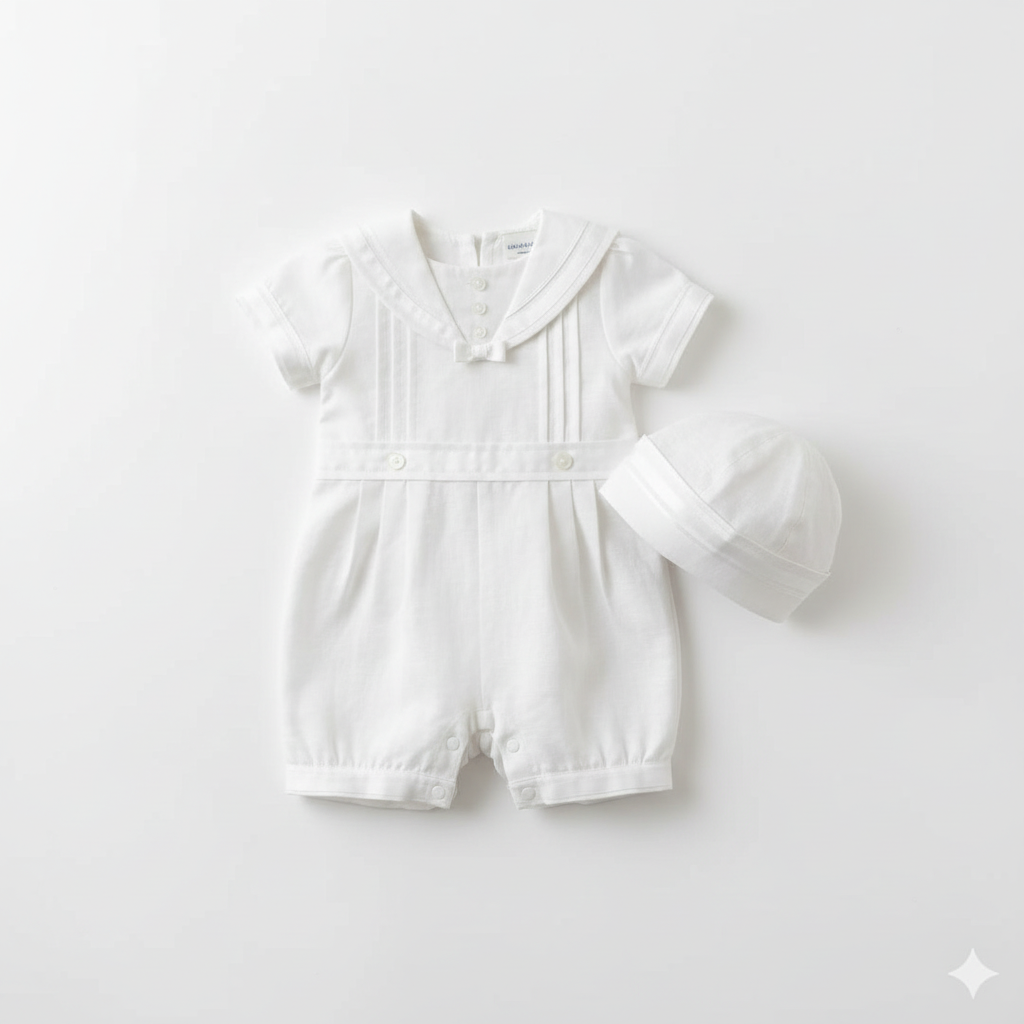 Baby Boy Sailor Romper Set with Hat