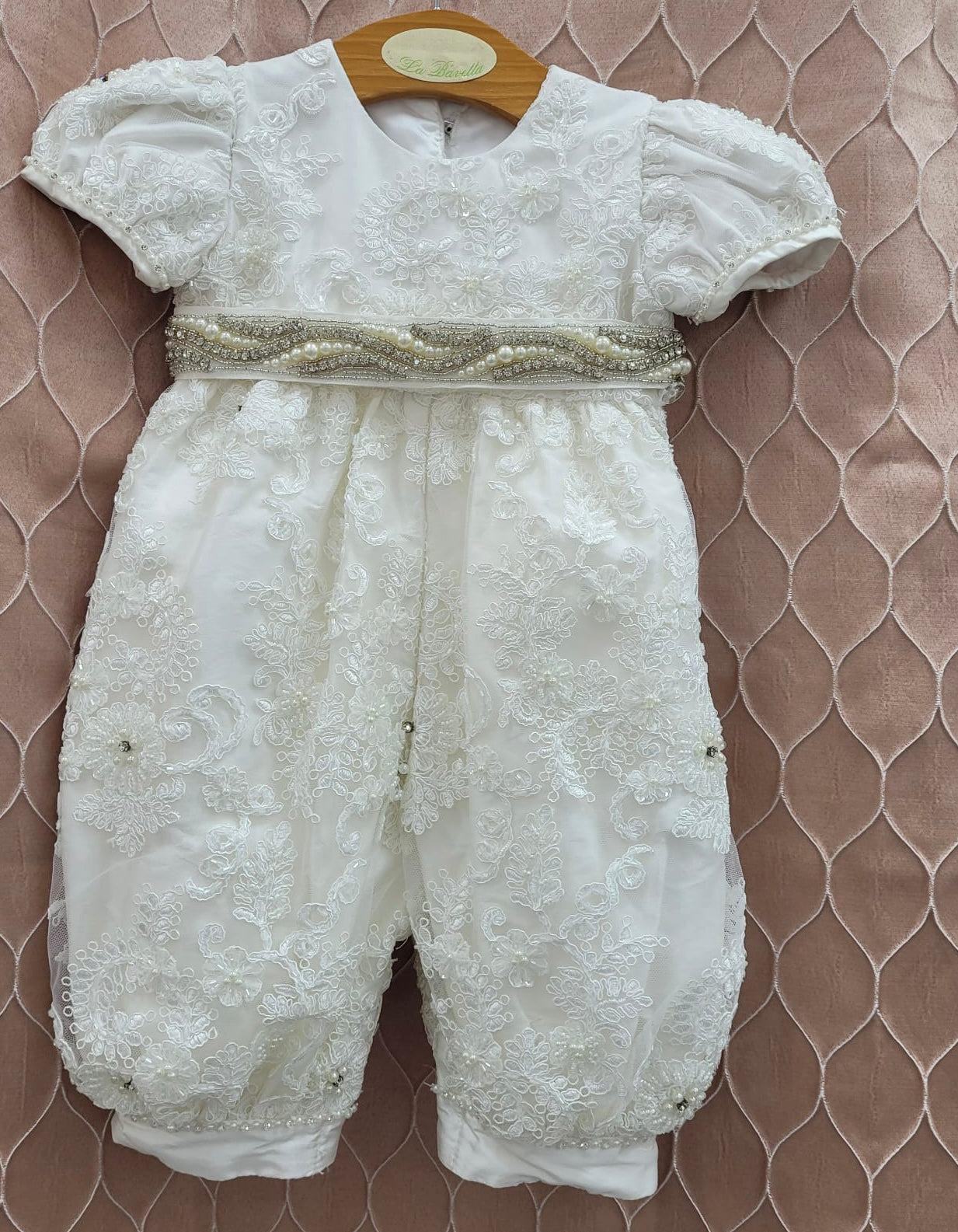 Samantha christening dress with Romper