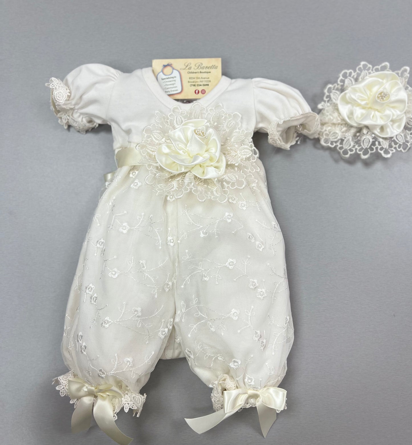 Ivory lace Romper Pam by Katie Rose