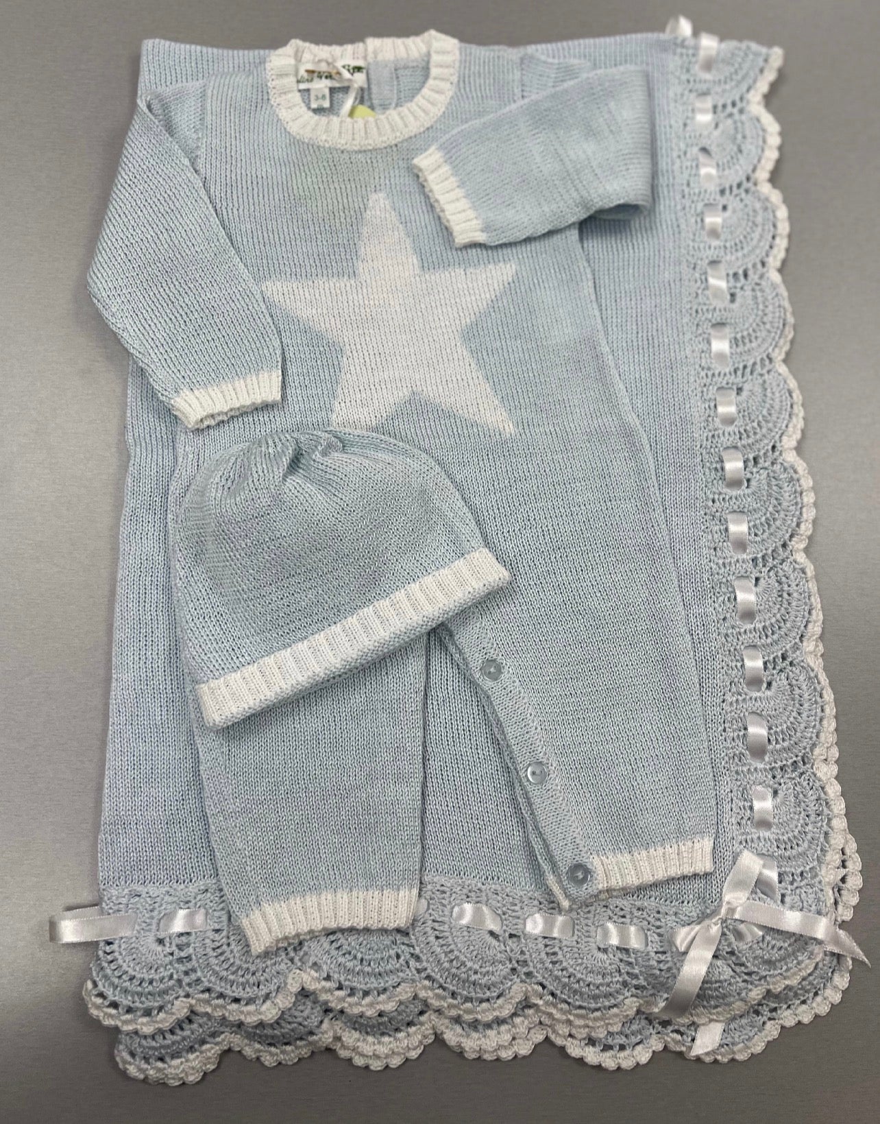 Baby Knit 3-Piece Set – Blue Star