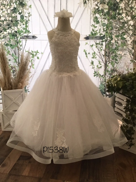 Halter Lace Top Communion Dress