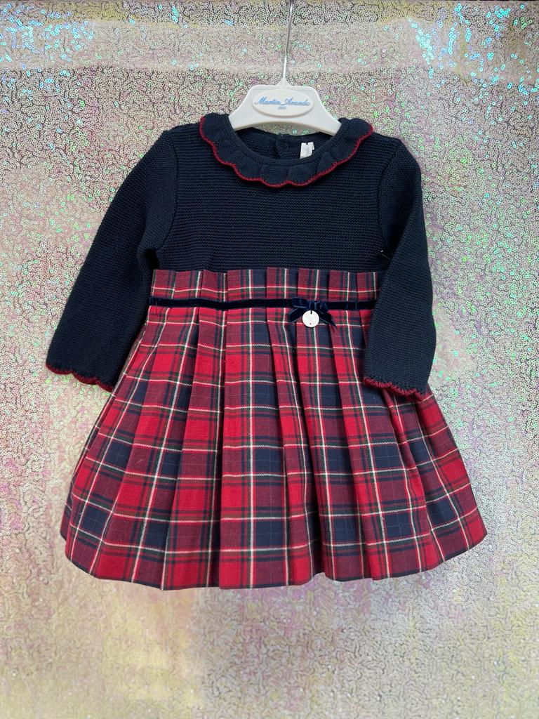 047-30063 Red & Navy plaid Baby Dress