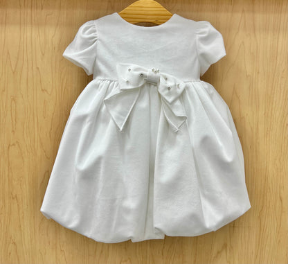 Bimbalo Pearly White Velour Bow Dress