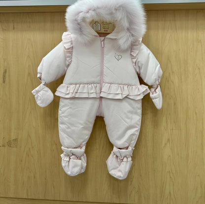 Pink Snow Suit with Removable Fur Made in Italy