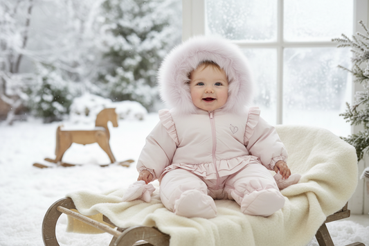 Pink Snow Suit with Removable Fur Made in Italy