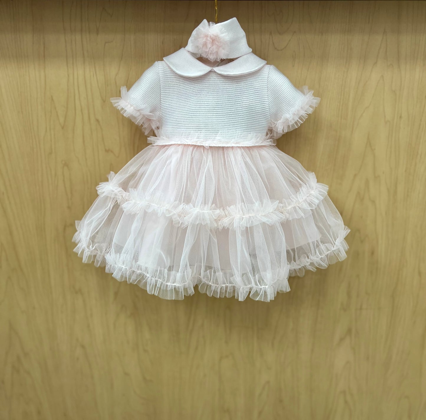 Knit/tulle Pink Dress made in Italy