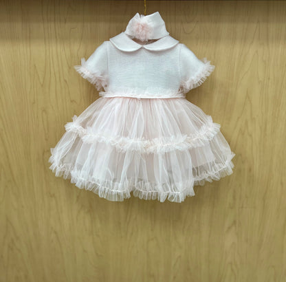 Knit/tulle Pink Dress made in Italy