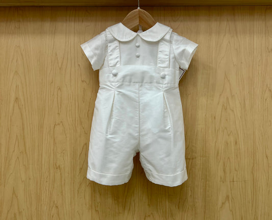 Diamond white silk baptism shorts outfit