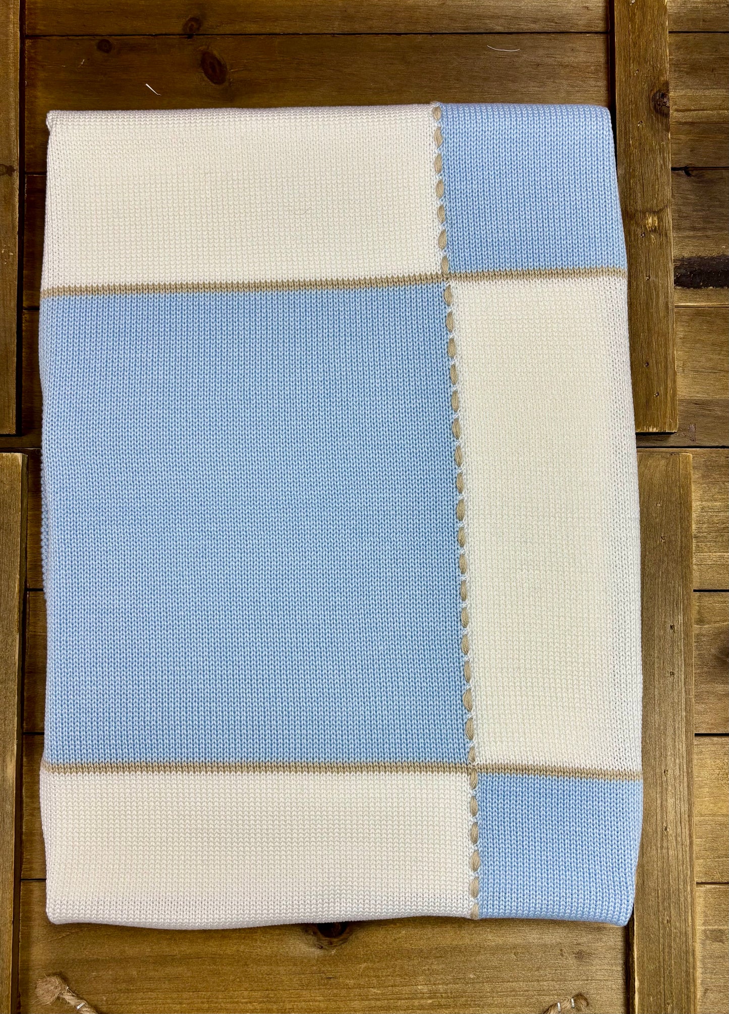 Baby Blue Knit Take-Home Set with Blanket Made In Italy