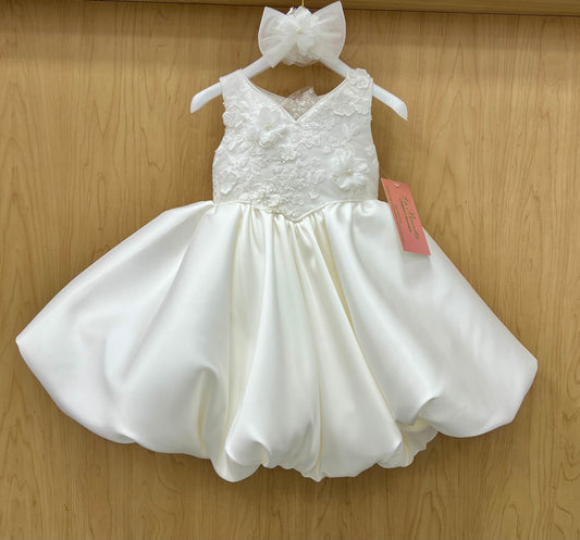 Silk Satin Beautiful white Diamond  Bubble Dress