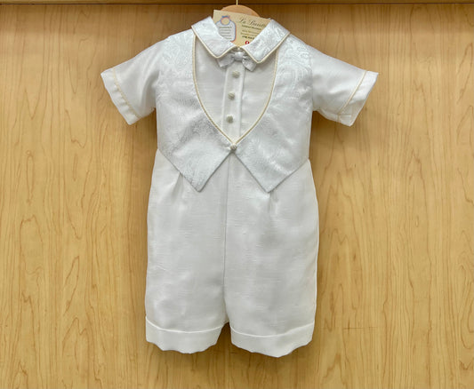 Piccolo Bacio paisley vest shorts Baptism suit