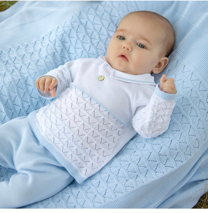 Blue & white knit boys take me home set