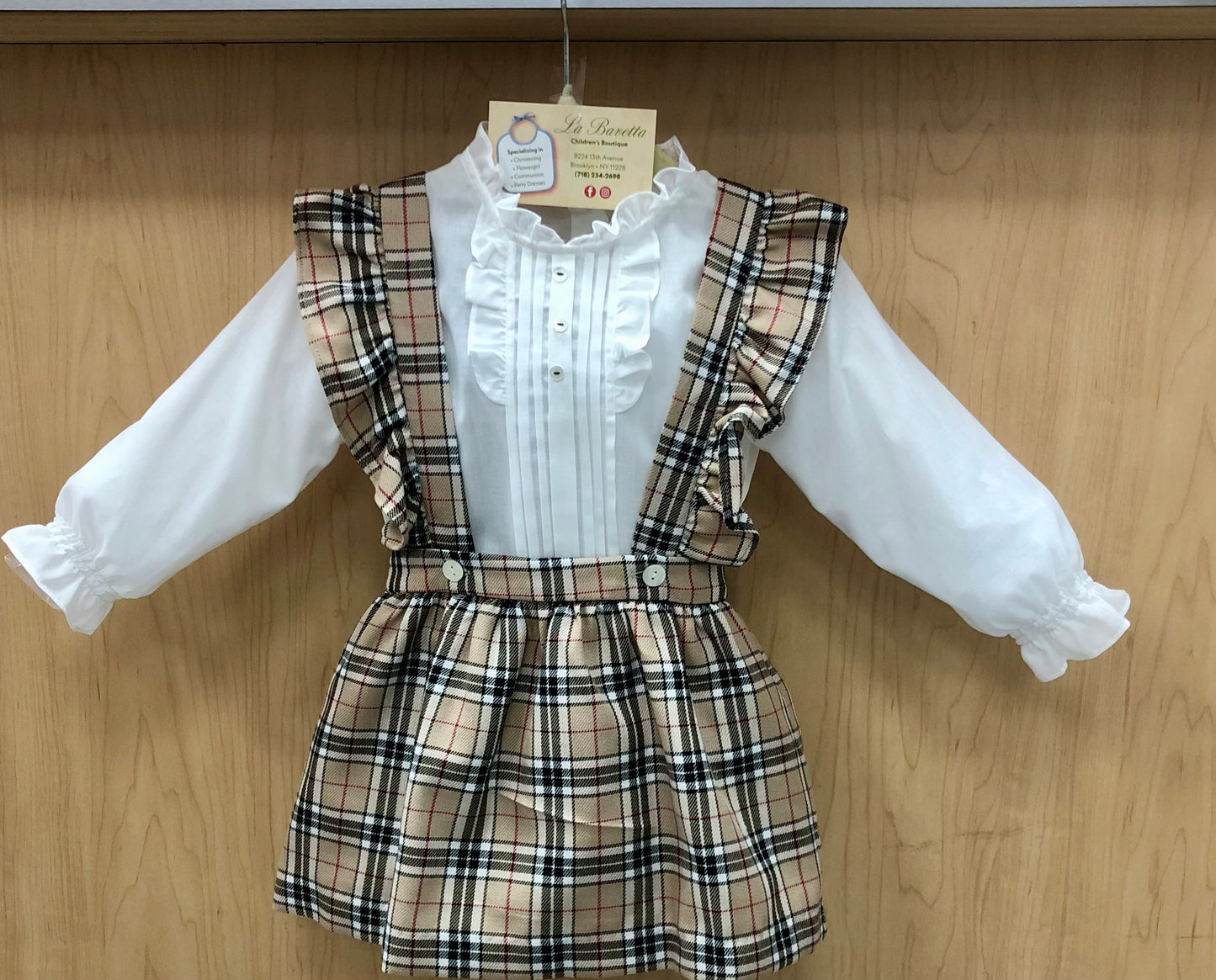 Plaid 2pc Girls romper Dress