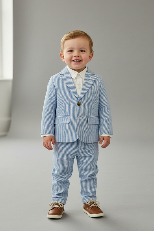 Seersucker Blazer Pants set 200618844