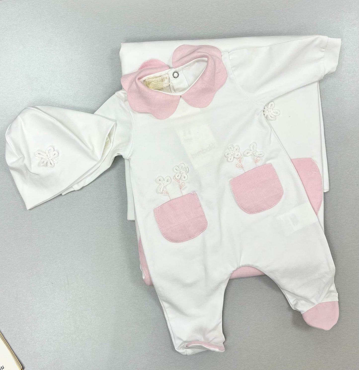 Baby Take Home Set - Pink & White Made In Italy