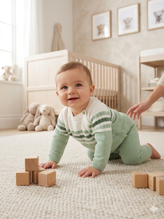 Sage Stripe Knit Set