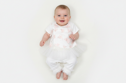 2pc cotton pants set with pink  butterflies accents