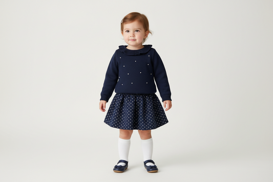 Bimbalo 2pc navy Blue skirt set made in Italy