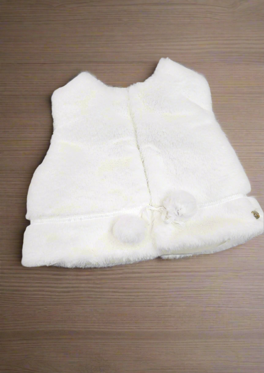 white fur vest