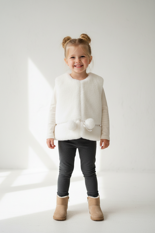white fur vest