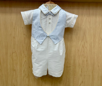 Fabrizio baptism shorts suit with light blue brocade