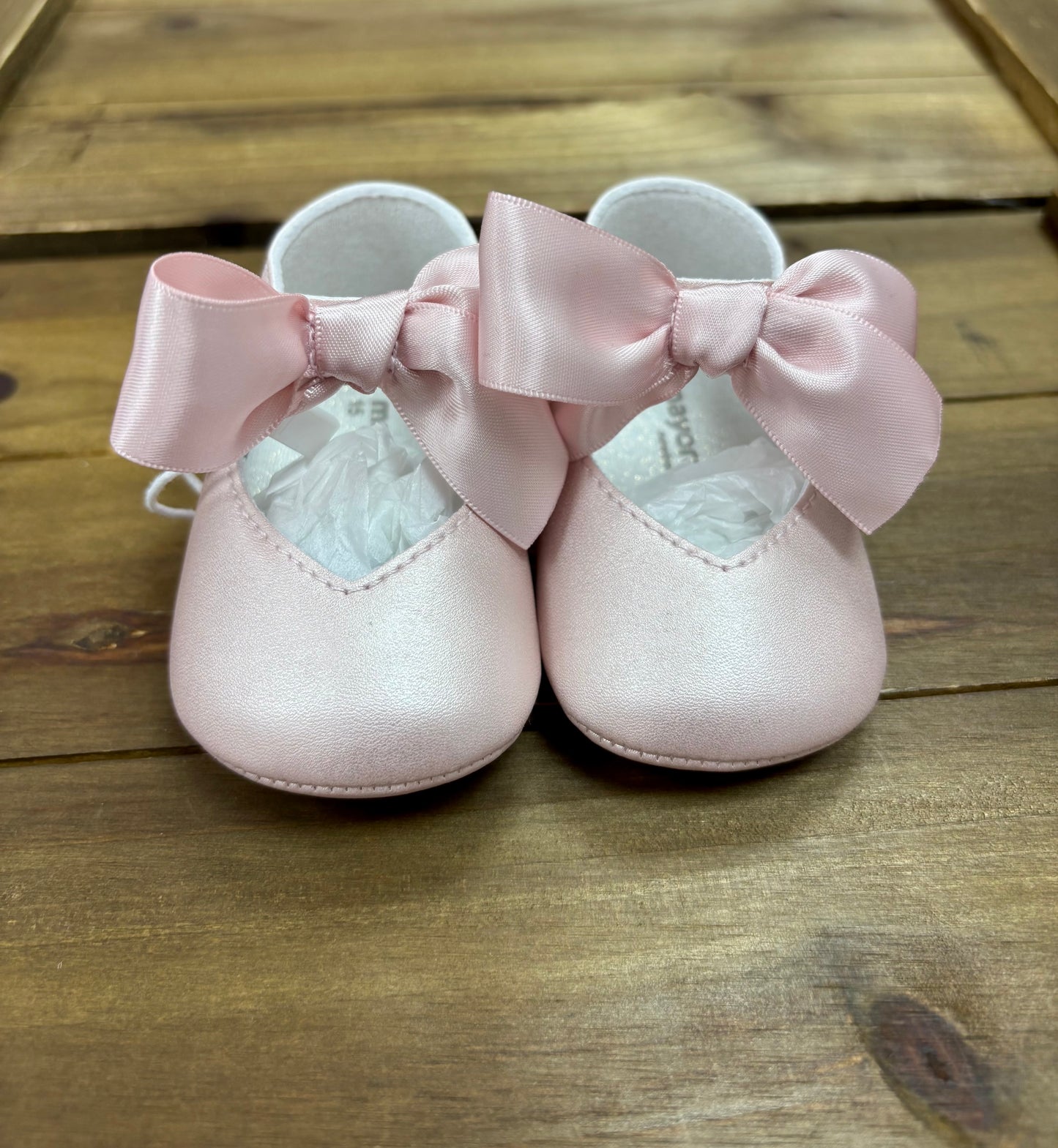 Gold or Pink Bow Baby Shoes