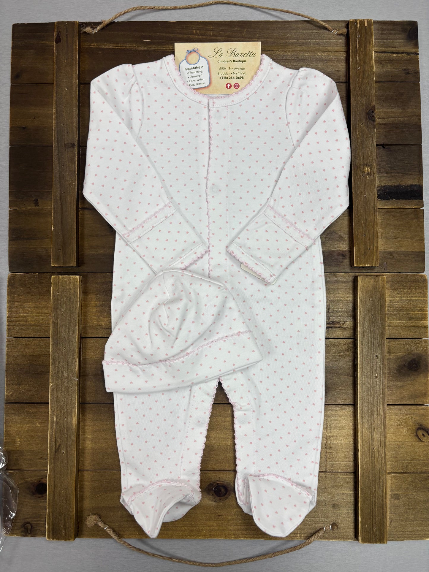 Baby Girl Pink Dot Footie Set with Hat