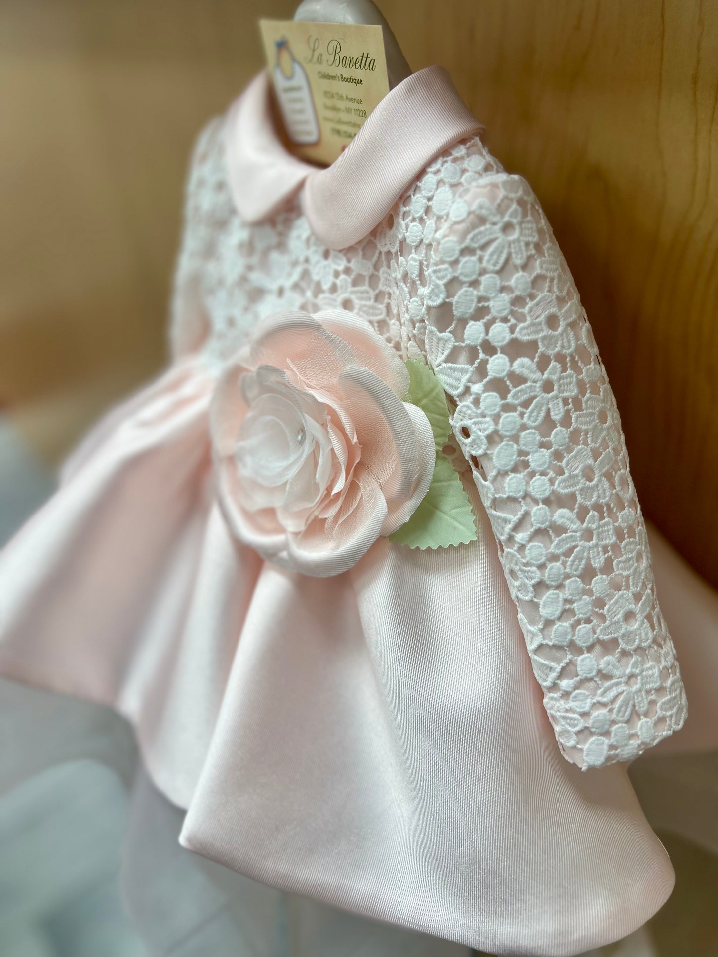 Pink lace top party Dress Made In Italy