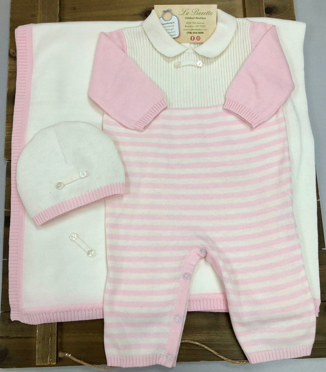 Pink Knit Baby Girl 3-Piece Take-Home Set