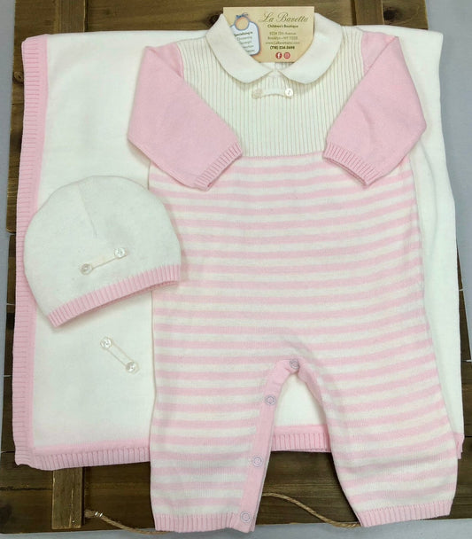Pink Knit Baby Girl 3-Piece Take-Home Set