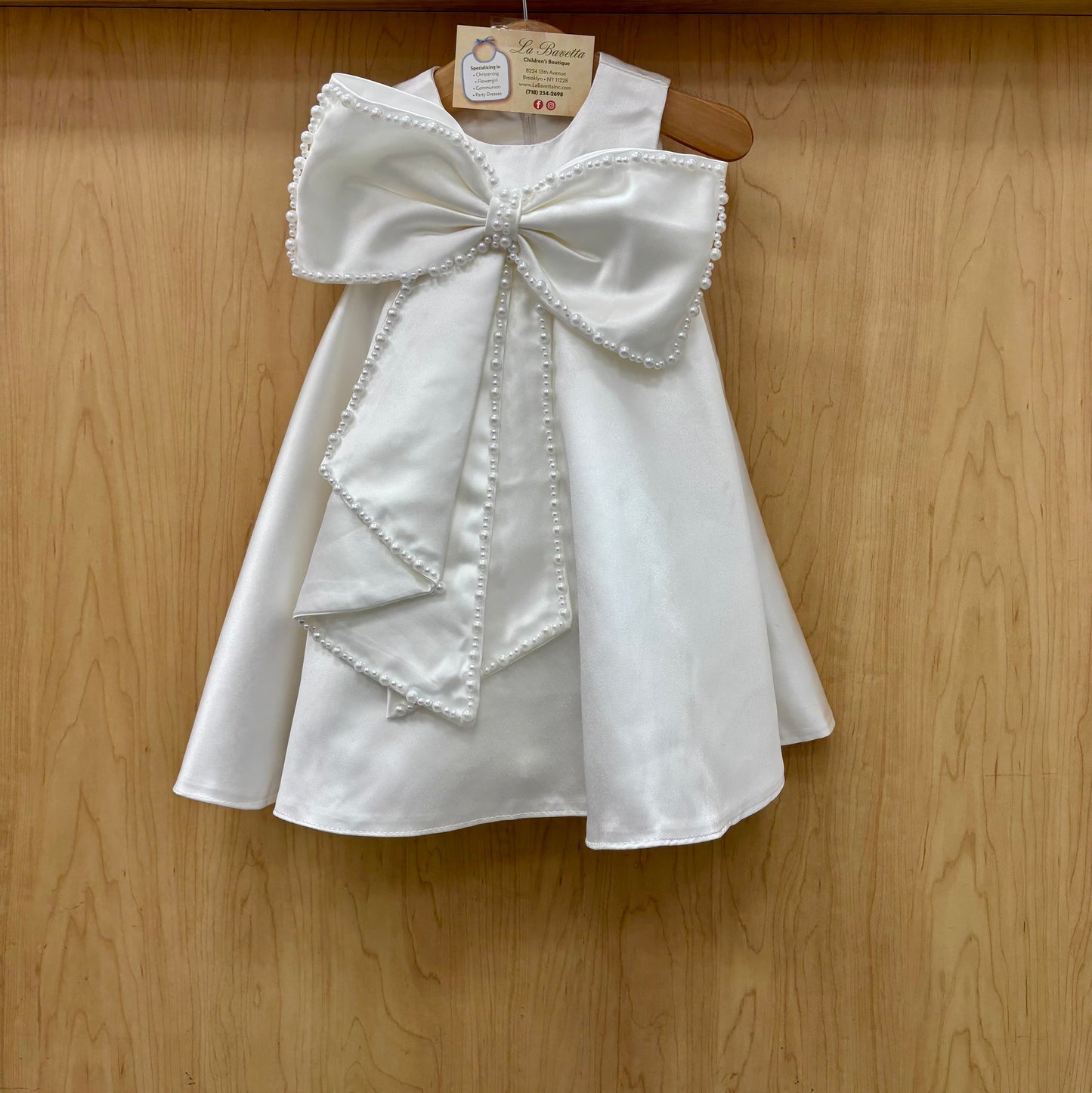 Pearl-Trimmed Bow Dress