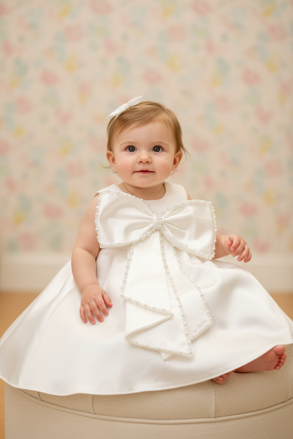 Pearl-Trimmed Bow Dress