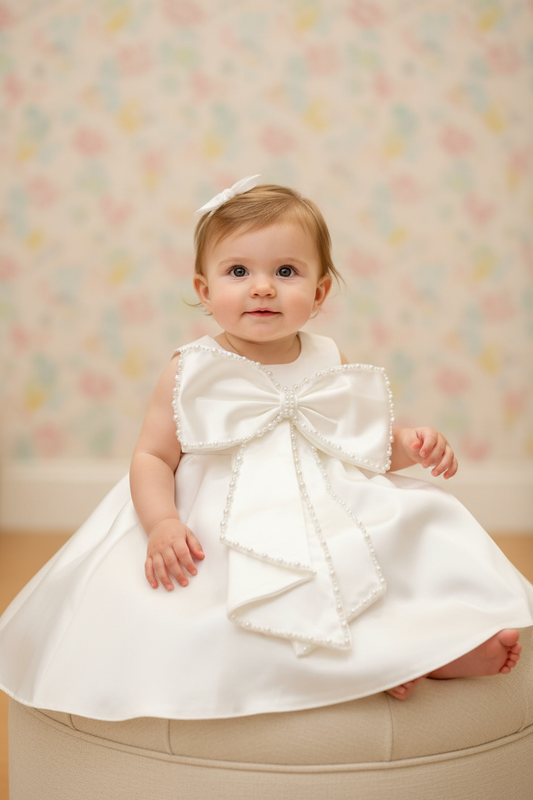 Pearl-Trimmed Bow Dress