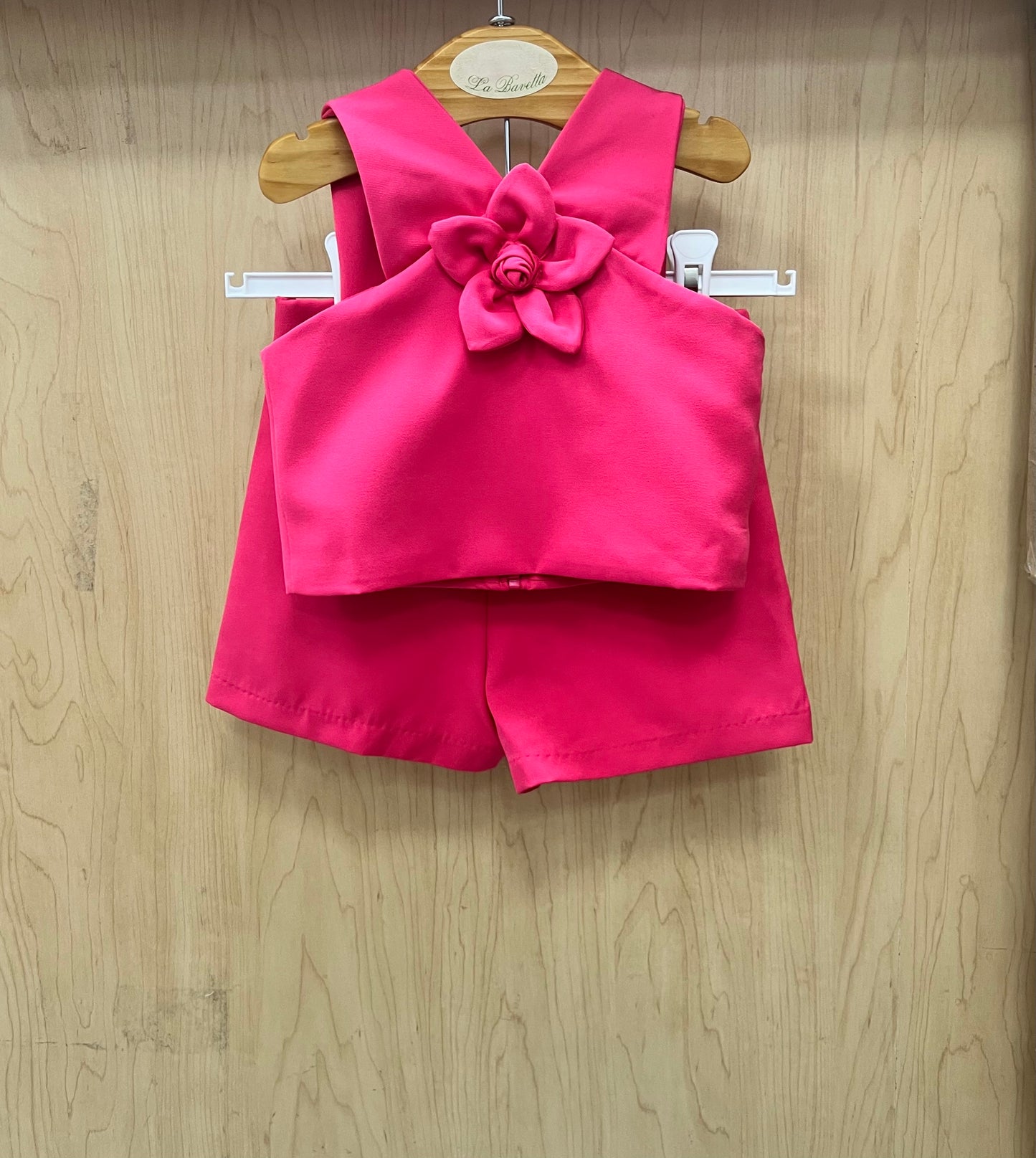 2pc fucsia  crepe girls shorts set