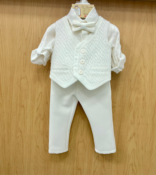 Boys formal diamond white  5 pc vest set Dolce  Bambini