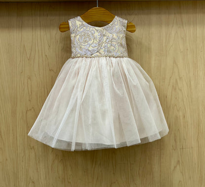 Jaquard  Pink hi-low Dress with satin & tulle SK805