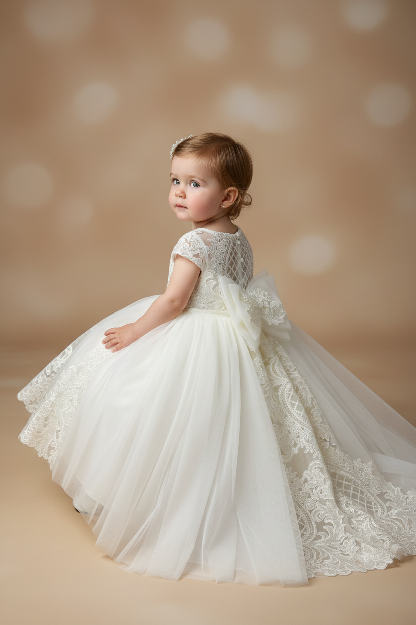 Beautiful high low Christening flower girl dress
