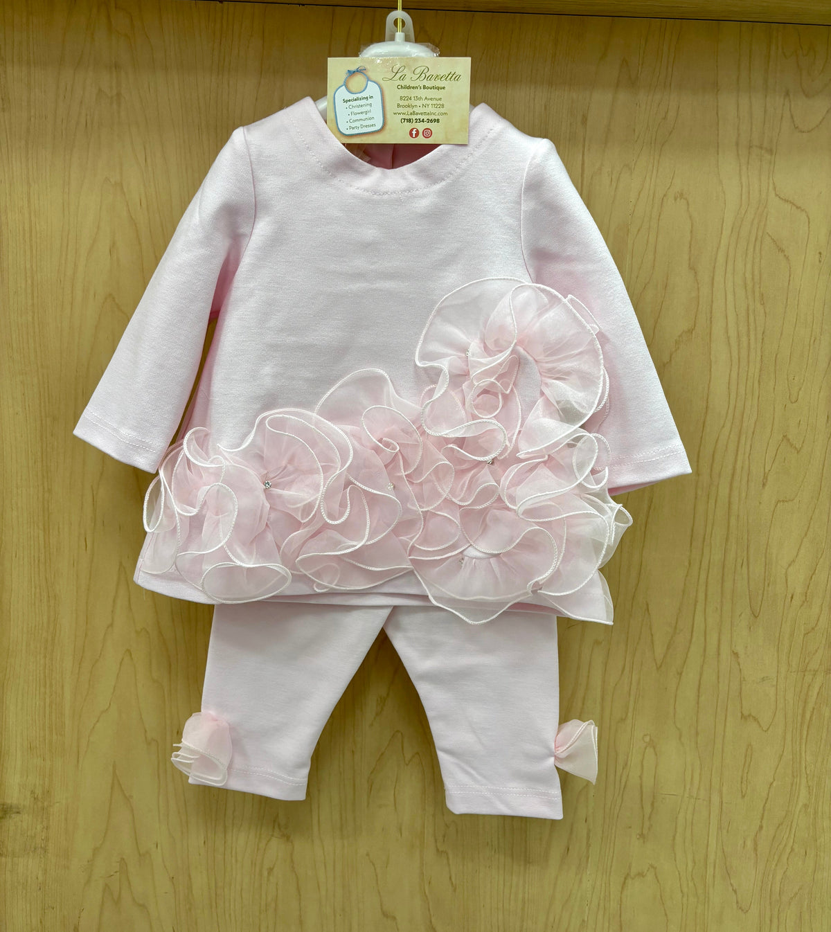 Girls' Blush Pink Ruffle Tunic and Leggings Set