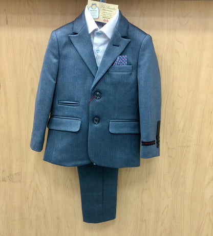 Blue Herringbone Boys Suit
