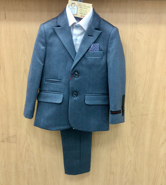 Blue Herringbone Boys Suit