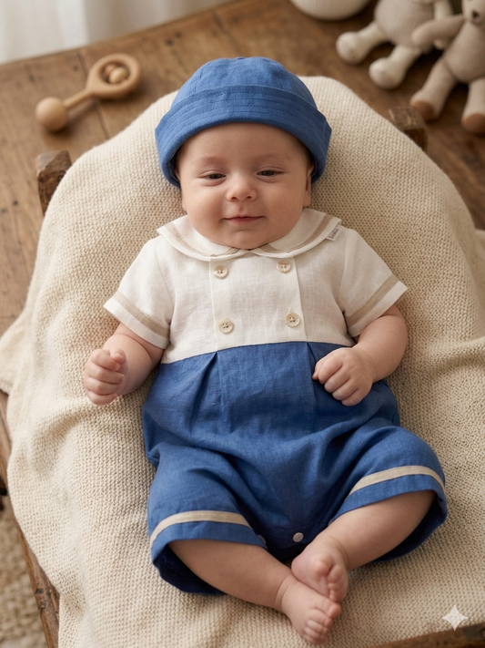 Sailor Linen Romper Set Made In Italy