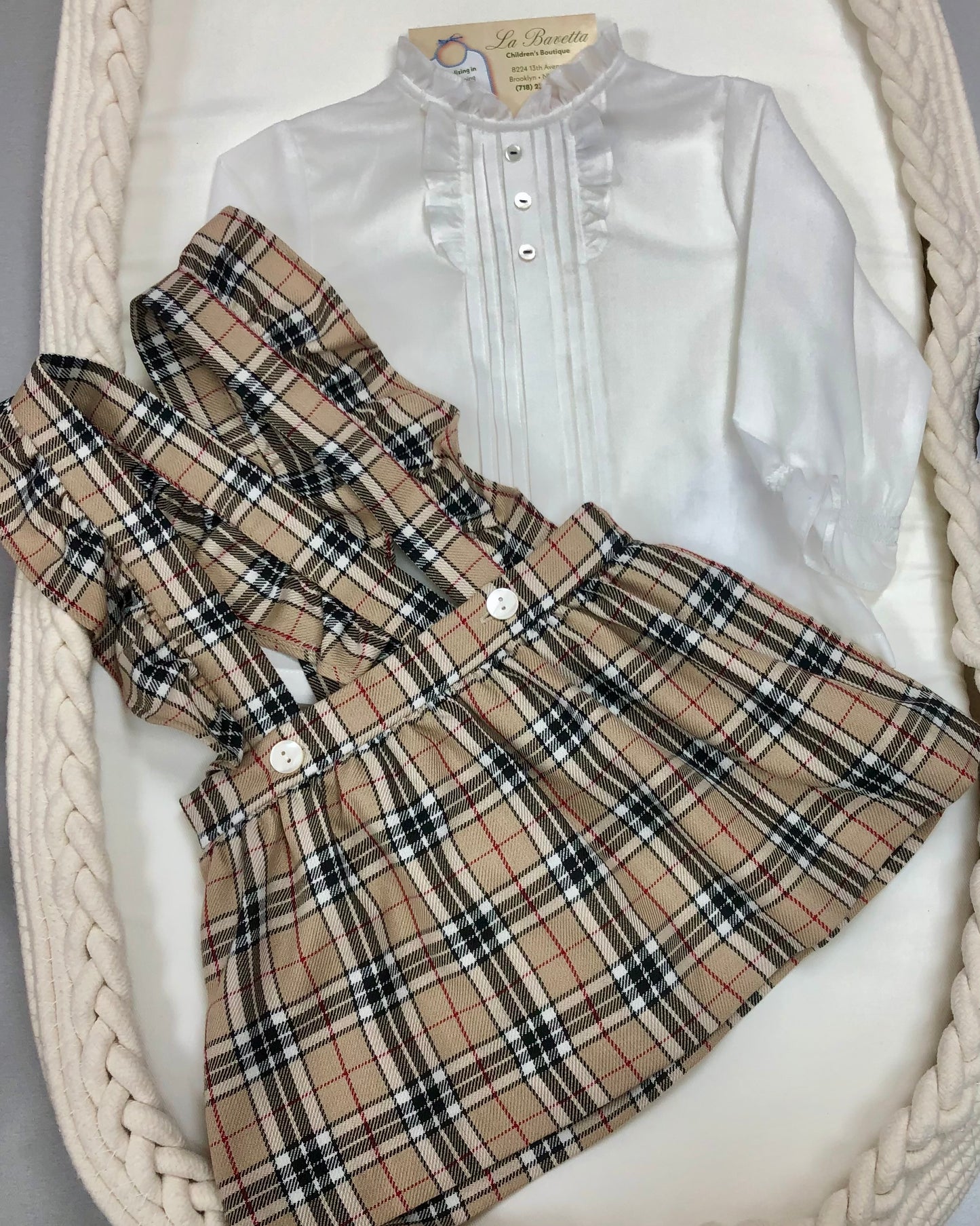 Plaid 2pc Girls romper Dress